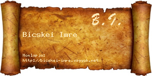 Bicskei Imre névjegykártya